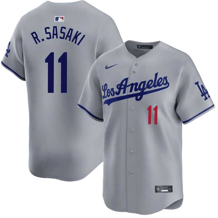 Men%27s Los Angeles Dodgers #11 Roki Sasaki Gray Cool Base Stitched Jersey Dzhi->kansas city royals->MLB Jersey
